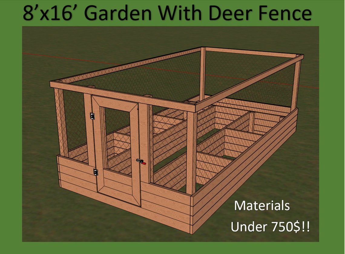 Raised Garden Bed With Deer Fence Plans - Etsy