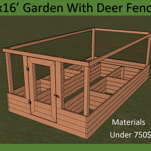 Raised Garden Bed With Deer Fence Plans Etsy