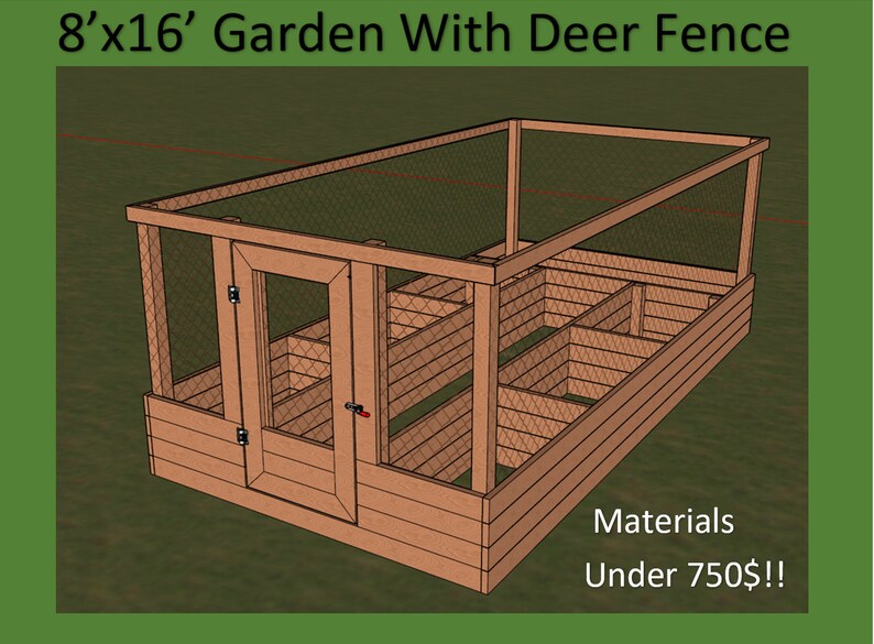 Raised Garden Bed With Deer Fence Plans Etsy Canada