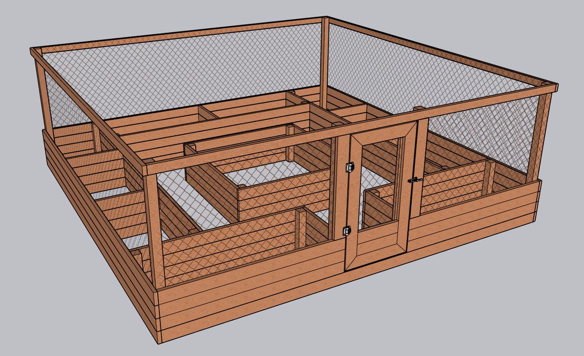 Raised Garden Bed With Deer Fence Plans Etsy