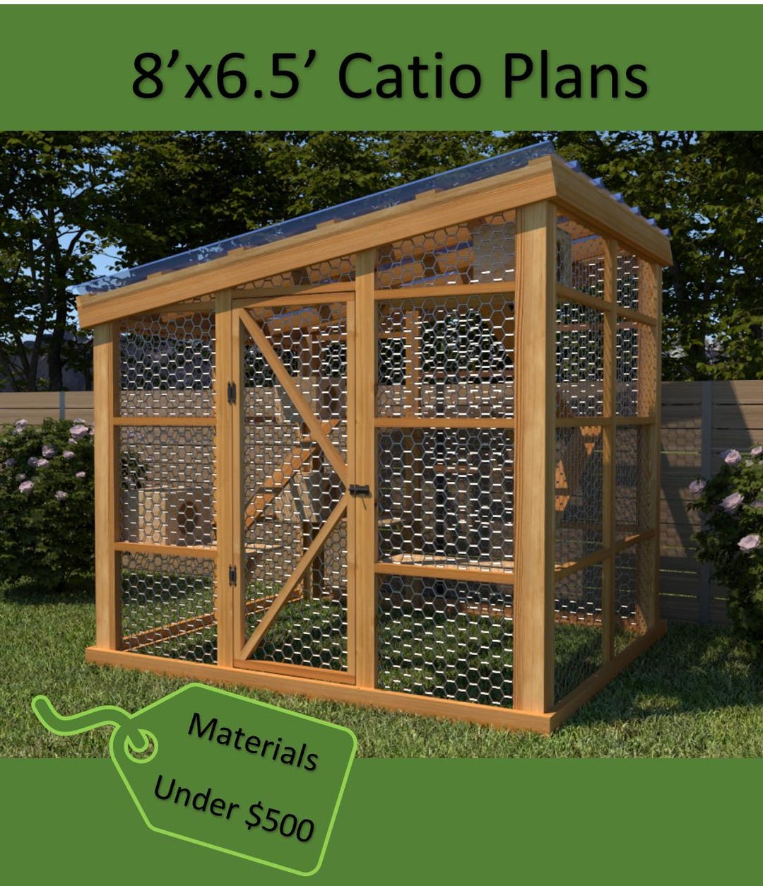 Large Catio Plans: 8'x6.5'x7.7' Outdoor Cat Playpen (PDF Download) - Etsy