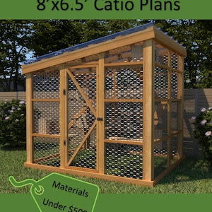 Planos para un gran parque para gatos: Parque exterior para gatos de 8'x6.5'x7.7' (Descarga en PDF)