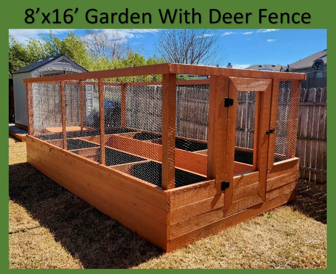 Raised Garden Bed With Deer Fence Plans Etsy Canada