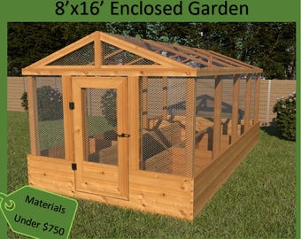 8'x16' Enclosed Garden Plans