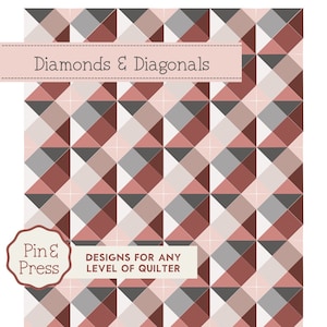 Diamonds & Diagonals Quilt Pattern by Pin and Press Designs // 60&quot; x 70&quot; Quilt Pattern // Beginner Quilt Patterns // PDF Quilt Patterns