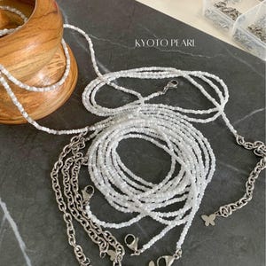 Pearl and White Glass Waist Beads • Vacation Jewelry • Custom Size • adjustable with clasp • waterproof