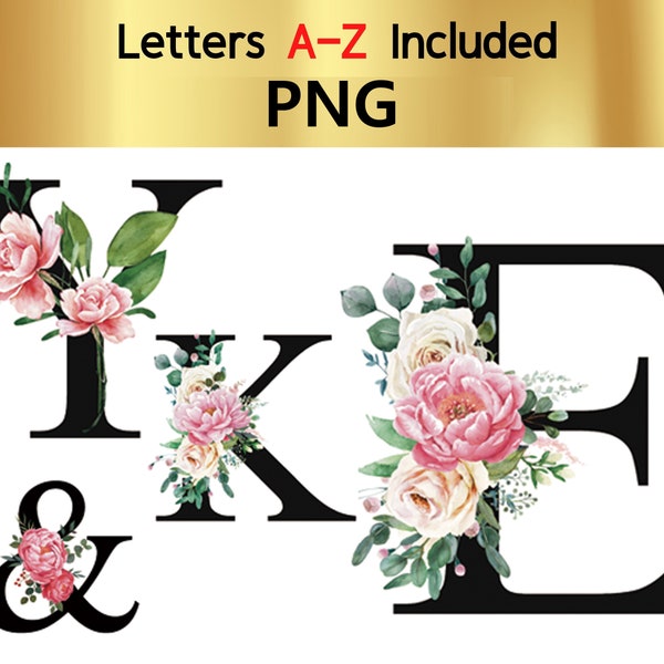 Alfabeto floreale dell'acquerello, monogramma lettera floreale, iniziale floreale, alfabeto rosa acquerello png, png floreale, alfabeto png