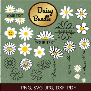 Daisy svg, Daisy png, Margarita simple svg, Monograma de Margarita, Logotipo de Margarita, Margarita svg cricut, Flor silvestre svg, Flor svg, Flor Dxf