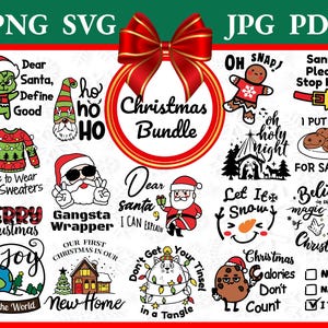 Lot de drôles de svg de Noël, lot de Noël en famille, boule de Noël ronde svg, svg de chemises de Noël, usage commercial, Cricut