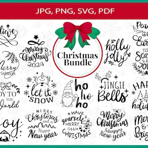 Lot de svg de Noël, décoration de Noël 2024 svg, svg ronde de décoration de Noël, décoration de Noël Cricut svg, svg de chemises de Noël, JPG