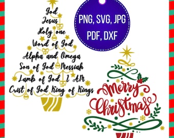 Name of Jesus Svg, Christmas t shirts Svg, Names of Jesus Christmas Tree SVG, Religious Word Art Gold Design, christmas t shirt svg