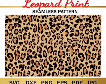 May include: Seamless pattern featuring a leopard print design in shades of brown, black, and orange.