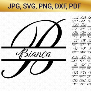 Commercial use, Split monogram, Alphabet SVG, Cut file for cricut,PNG, Split monogram Frame Alphabet, Sillhouestte, Individual Dxf, Svg