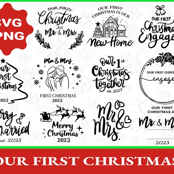 First christmas married ornament 2023, Our first christmas as mr and mrs svg bundle, First christmas married svg, First christmas engaged