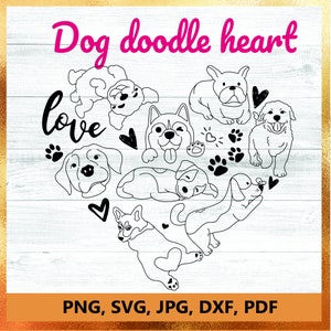 Commercial use, Dog doodle heart SVG, Dog mom png svg, Dog Mom SVG, Dog Mom Shirt Svg, Dog paw heart svg, Dxf, Png