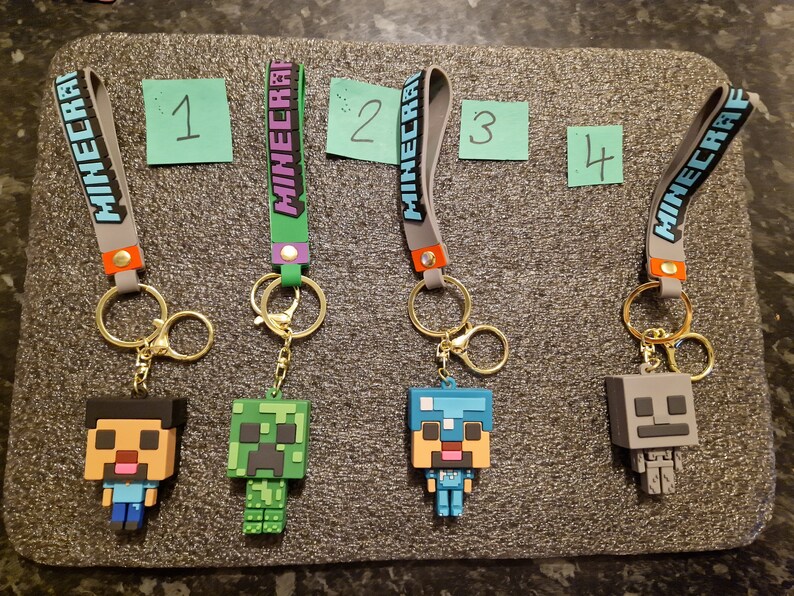 Minecraft Keyrings Keychains Steve Creeper Skeleton Armour Etsy UK