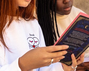 Book Buddy Initials Unisex Sweatshirt, Cute Personalized Crewneck Jumper, Custom Monogram Pullover, Literary Gift Idea, Cozy Reading Apparel