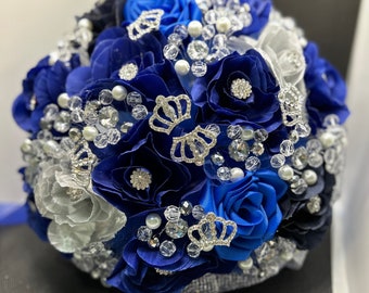 Bouquet of XVañera/Azul Rey/ Royal blue/Bouquet Royal Blue/ RoyalBlue&Silver/Flores Azules