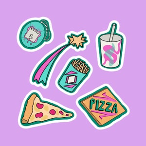 90er jahre inspirierte sticker packung | Laptop Aufkleber | Wasserflasche Sticker | Journal Sticker | Vinyl Sticker | Skateboard Aufkleber | LebensmittelAufkleber