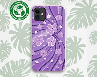 PURPLE SWIRL Biologisch afbreekbare Eco-vriendelijke telefoonhoes, plastic gratis composteerbare hoes, iPhone 14 13 12 11 Pro Max Plus, Samsung Galaxy S22 21 20