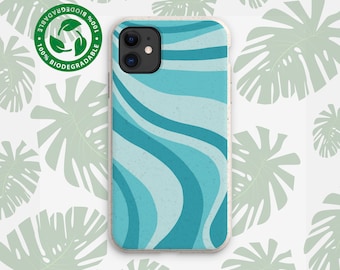 BLUE WAVES Biologisch afbreekbaar Eco Friendly Vegan Case, Plastic Gratis Composteerbare Case, iPhone 14 13 12 11 Pro Max Plus, Samsung Galaxy S22 21 20