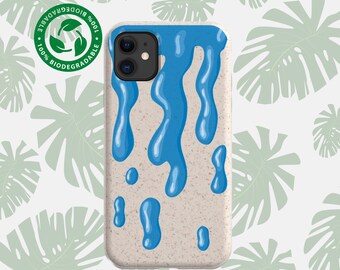 Funda ecológica vegana biodegradable BLUE DRIP, sin plástico, para iPhone 17, 16, 15, 14, 13, 12 y 11 Pro Max Plus, Samsung Galaxy S25, S24, S23, S22, S21 y S20.