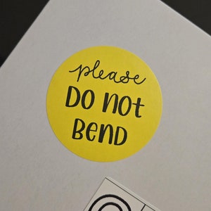 Do Not Bend Stickers, Yellow Thermal Circle Stickers, Small Business Package Stickers