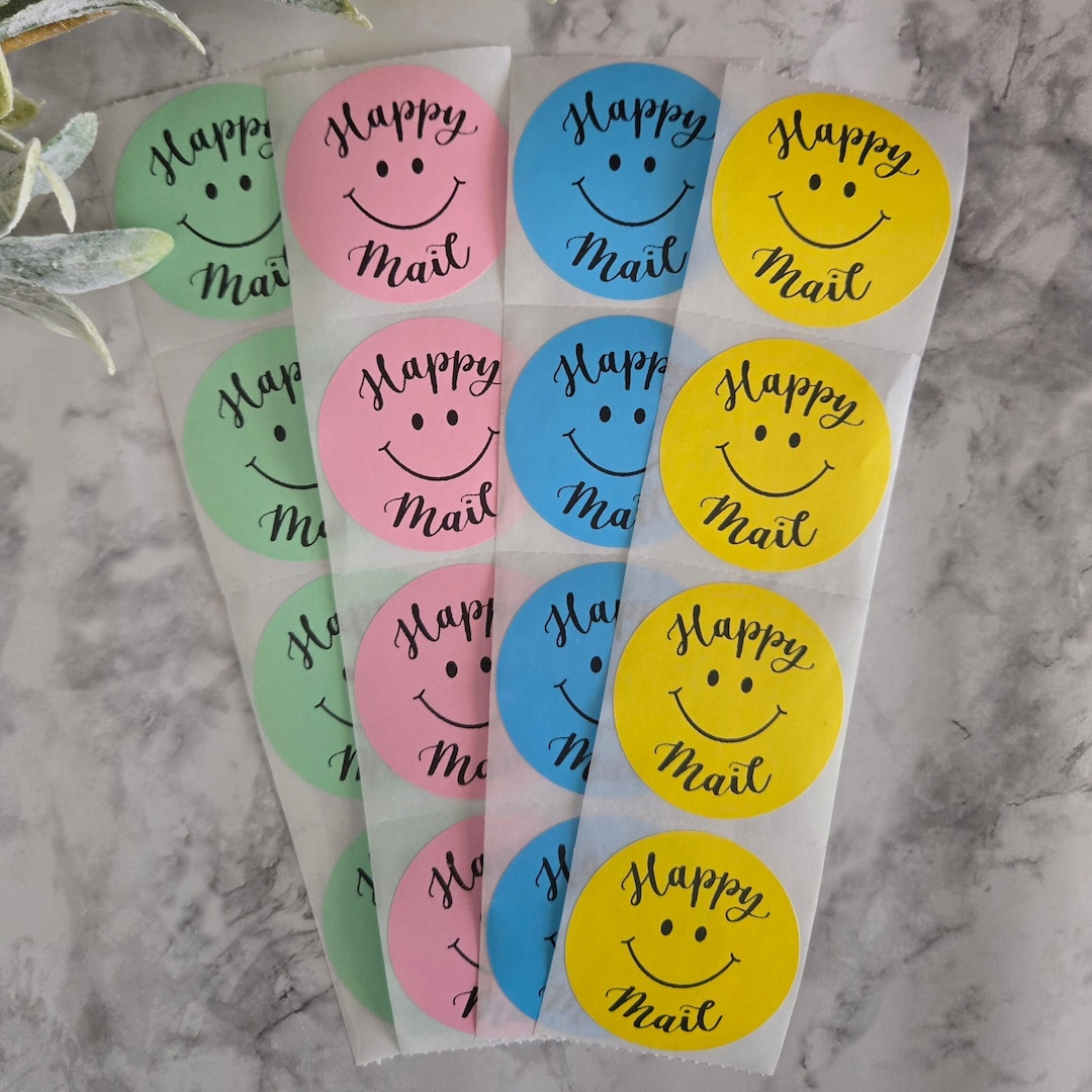 Happy Mail Stickers: Thermal Label, Small Business Packaging - Etsy