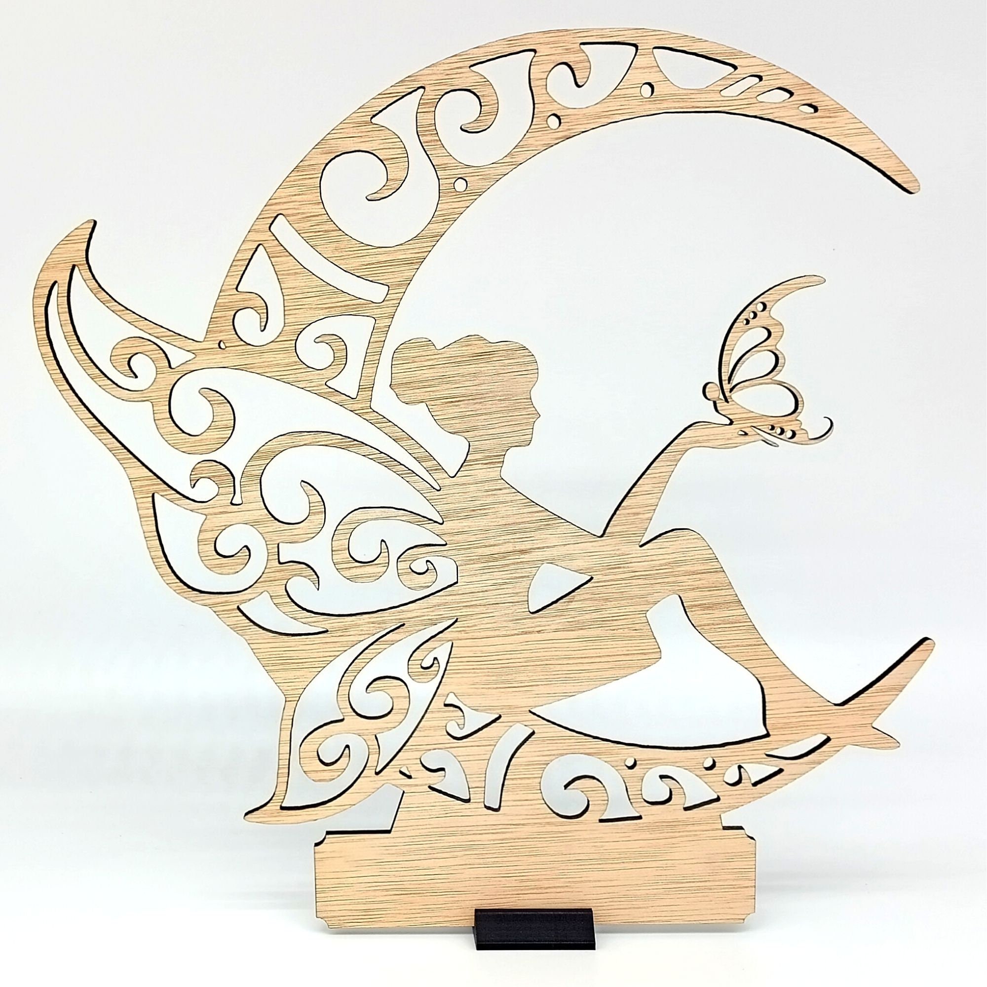 stèle Funéraire d'intérieur en Bois Personnalisable La Fée sur La Lune