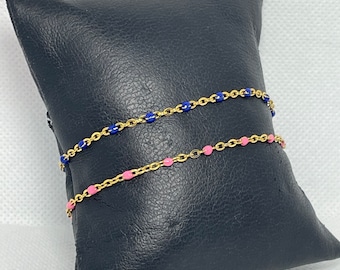 bracelet chaîne coloré dore acier inox