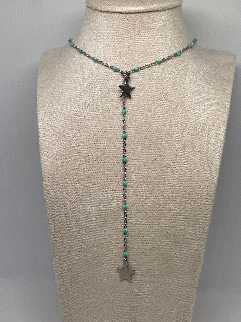 Collier long étoile bleu argenté image 2