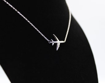 Silver Airplane Necklace