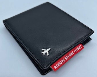 Portafoglio bifold in pelle aeronautica