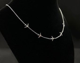 Silver Airplane Necklace