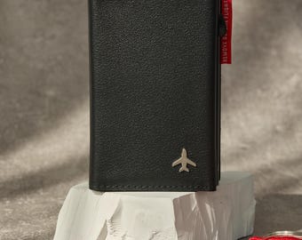 Aviation Pop-Up Card Holder, Pilot Wallet with ID Window and Cash Pocket