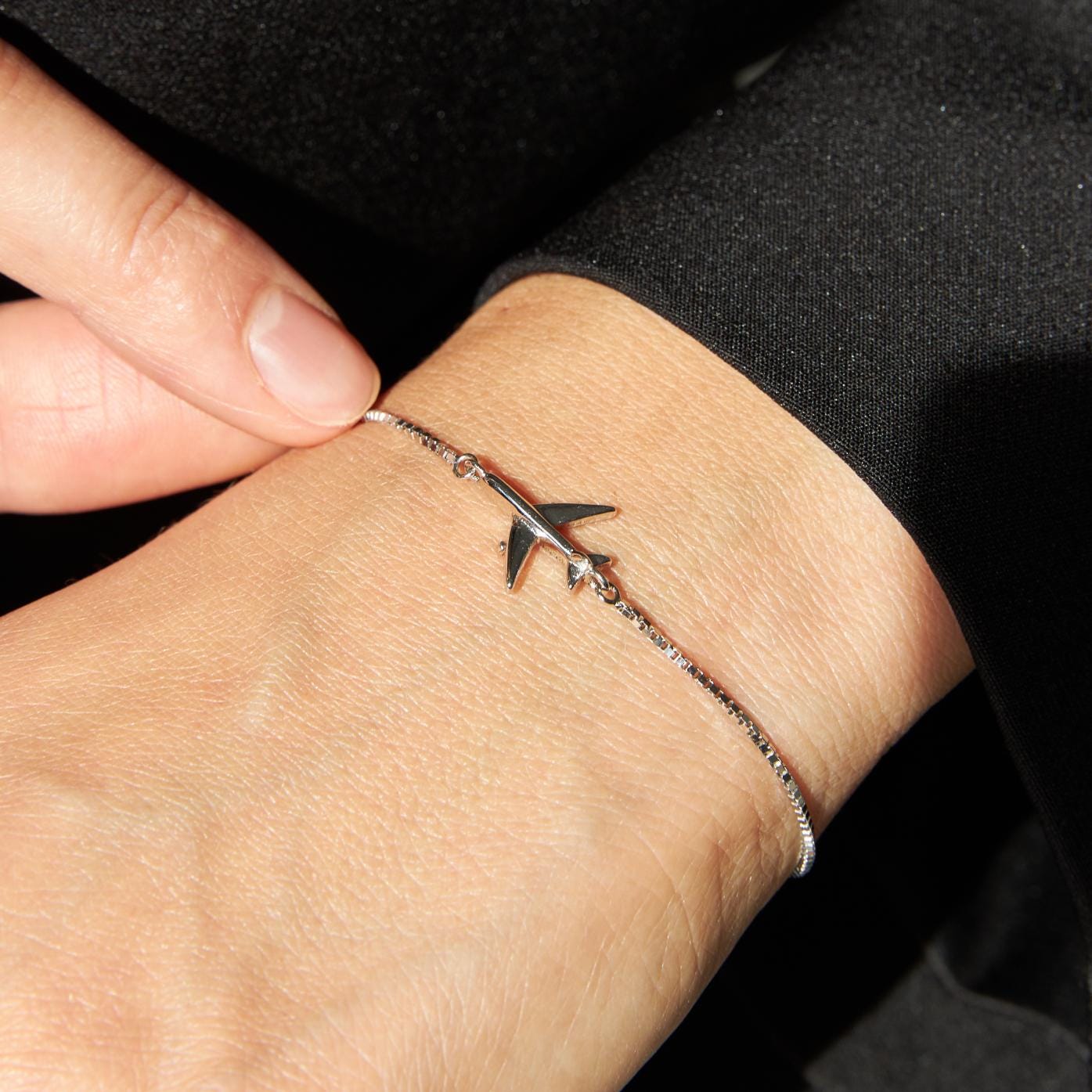 Silver Airplane Bracelet - Etsy