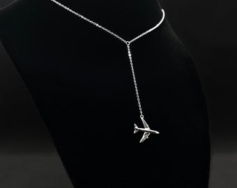 Silver Airplane Necklace