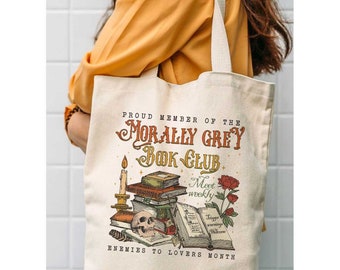 Morally Grey Book Club Tote Bag, Dark Romance Tote Bag, Bookish Tote Bag, Vintage Bookish Gift For Book Lover Reader, Spooky Season Tote Bag