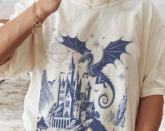 Comfort Colors Dragon Shirt, Vintage Dragon Shirt, Dark Medieval Shirt, Artsy Shirt, Gift for Fantasy Reader, Castlecore Dragon Lover Gift