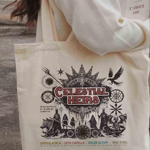 Celestial Heirs Tote Bag Zodiac Academy Tote Bag Darius Acrux Caleb Altair Max Rigel Seth Capella Vega Twins Professor Lance Orion Merch