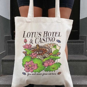 Lotus Hotel & Casino Tote Bag, Percy Jackson and the Olympians Tote Bag, Book Merch Gift For Her, Percy Jackson Tote Bag