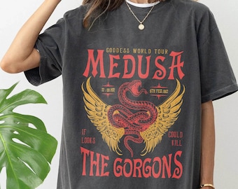 Medusa Distressed Band Comfort Color shirt, Snake Shirt, Greek Mythology Greek Goddess, Greek Apparel Grunge Fairycore, Medusa Shirt