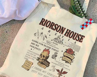 Xaden Riorson House Tote Bag, Fourth Wing Iron Flame Tote Bag, Dragon Rider,Bookish Gift, Riorson House, Officially Licensed
