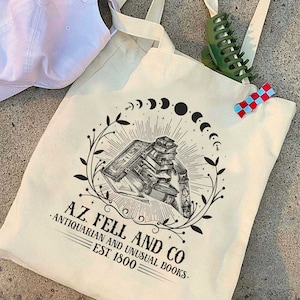 A.Z FELL & Co Antiquities and Unusual Books Tote Bag, Good Omens Tote Bag, AZFELL Tote Bag, AZFELL Tote Bag
