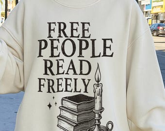 Free People Read Freely, Vintage Book shirt, Protect libraries, Read banned books,free library, Book lover Gift Sweatshirt