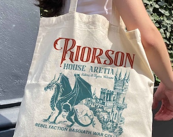 Iron Flame Tote Bag, Riorson house, Xaden Riorson House Tote Bag, Violet Sorrengail Silver One, Dragon Rider Tote Bag, Basgiath War College