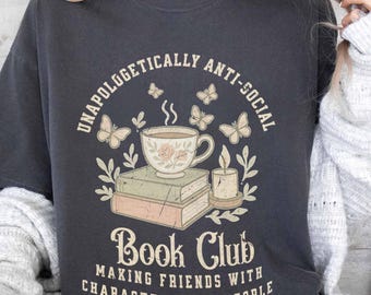 Anti Social Book Club Comfort Colors Tee, Romance Reader Tshirt, Anti Social Reader, Introverted Reader, Bookish Shirt