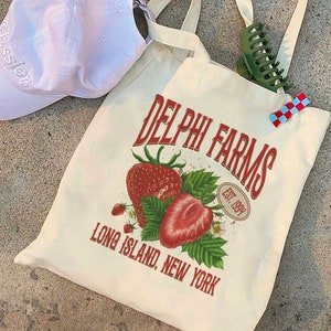 Delphi PJO Tote Bag, Delphi Strawberry Farms Tote Bag, Delphi Strawberry Service, Cottage Core Tote Bag, Blood Chronicles, The Olympians Bag