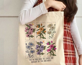 Throne Of Glass Tote Bag, The World Will Be Saved And Remade By The Dreamers Tote Bag, Sarah J Maas Tote Bag, Aelin Quote Tote Bag, SJM Bag