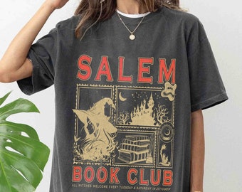 Salem Book Club Comfort Colors Shirt, Bookish Halloween Shirt, Spooky Reader Shirt, Salem Witches Shirt, Spooky Season Thriller Reader